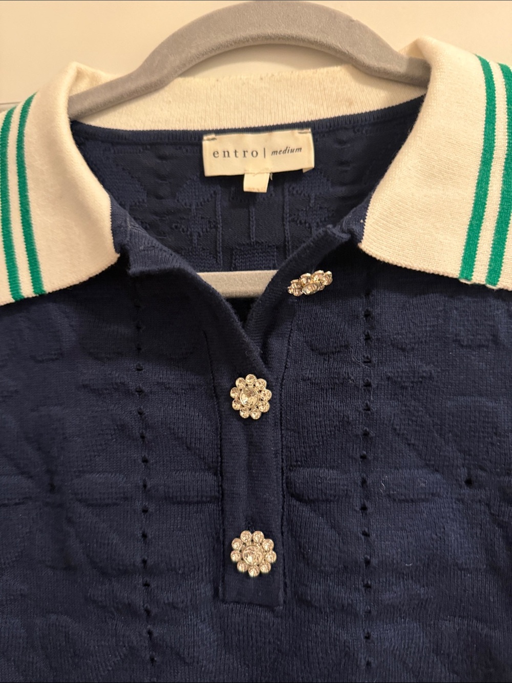 entro Navy Polo Top with White & Green Trim - Kids - Picture 2 of 5